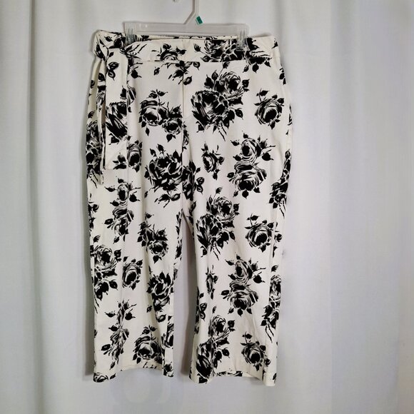 Jessica Culottes Cropped Pants Capris Plus Sz 18 Floral With Sash Zipper - Picture 1 of 16